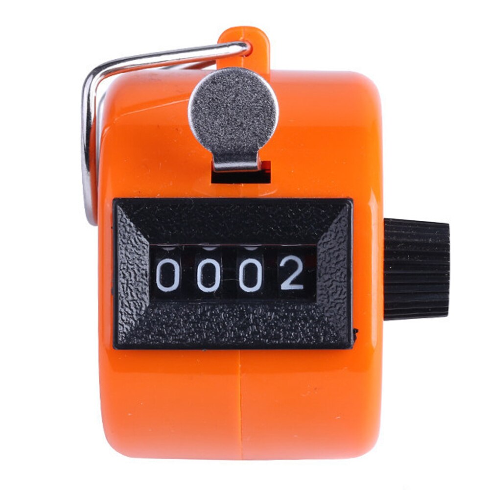 Mini mekanisk tæller værktøj finger tryk tæller clicker 4 cifret tællere mekanisk tæller manuel klikning hånd tæller sport: Orange