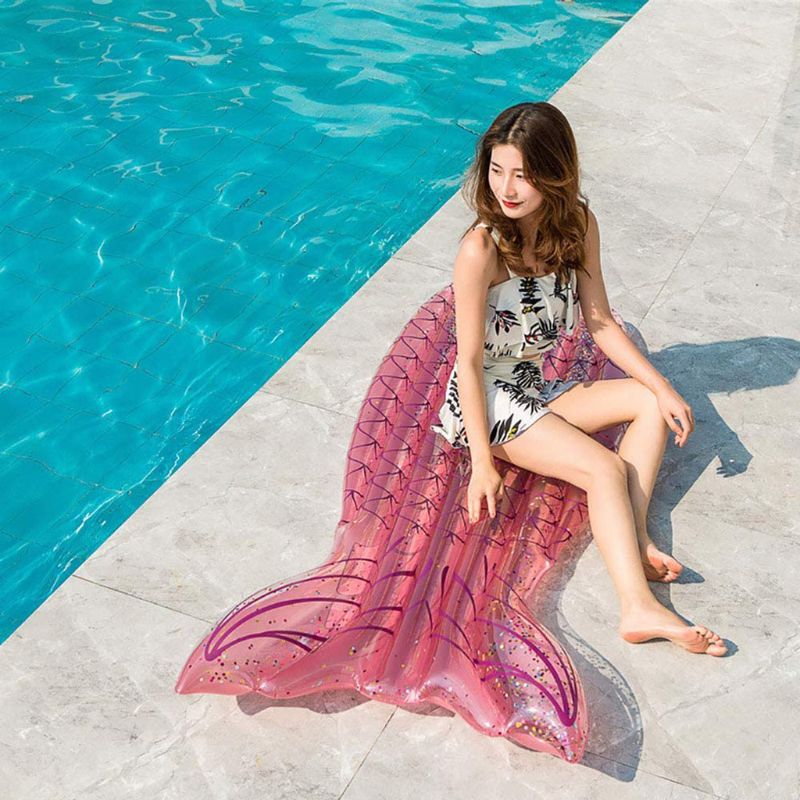 Swimming Pool Float Hammock Portable Pool Lounger Chair Outdoor Toys Fish Tail Water Chair Inflatable Swimming Pool Lounger