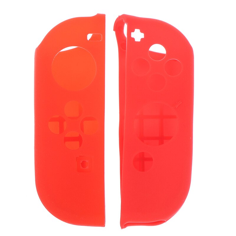 1 par de silicone caso de borracha joycon controlador gel capa aperto para nintendo switch: Vermelho