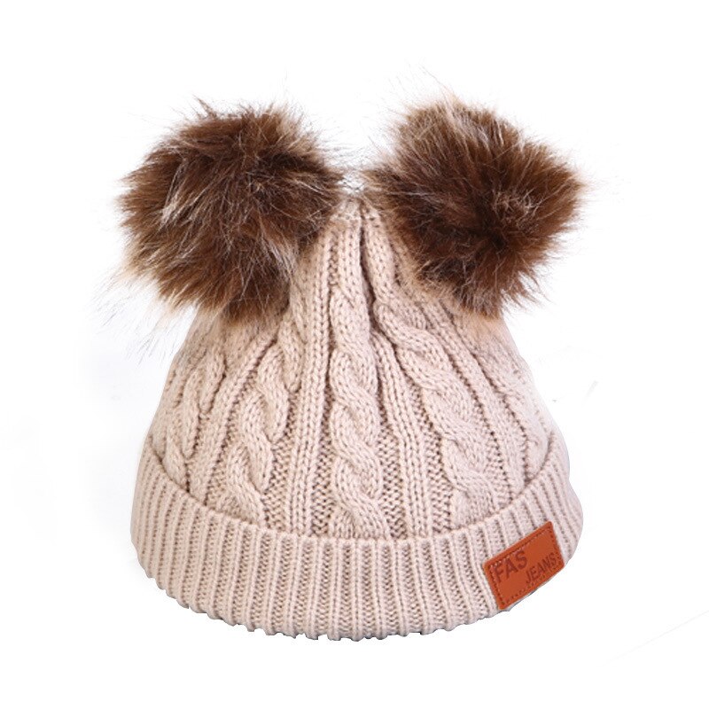 Winter Hat For Girls Baby Boys Pom Poms Hat Children Knitted Beanies Thick Baby Hat Infant Toddler Warm Cap