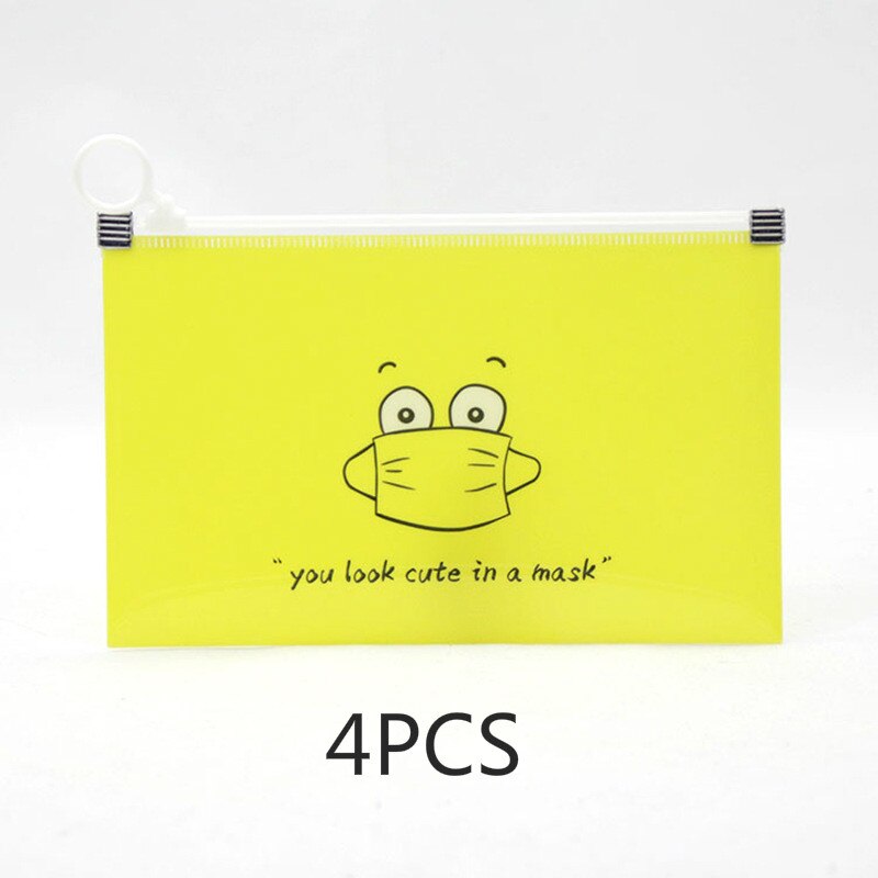 Bolsa para guardar Mascarillas a la , caja de almacenamiento portátil, a prueba de polvo, con tarjetero, 1/4/8 Uds.: Yellow 4PCS