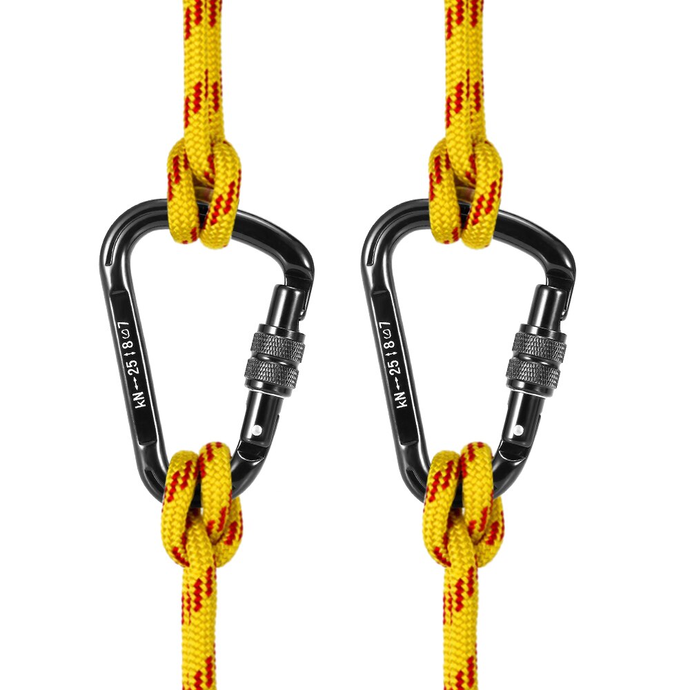 2 Pack 25KN Carabiner Screw Locking Gate Carabiner Fishing D-shape Climbing Carabiner Rappelling Climbing Equipment mosqueton