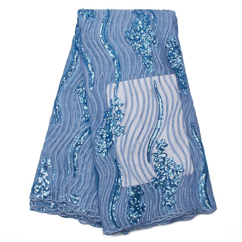 African tulle lace fabric African sequined lace fabric white mesh lace fabric is suitable for weddings2524B: Light Brown