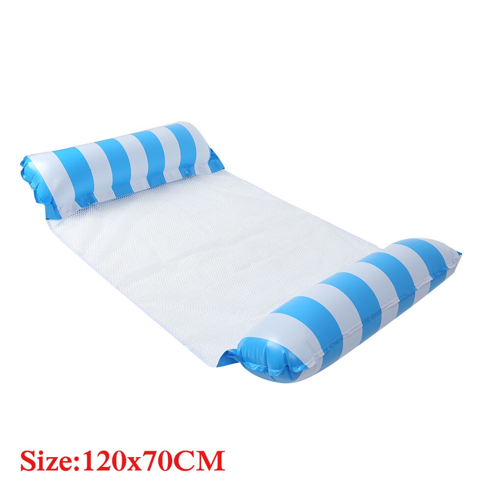 Summer Floating Water Hammock Recliner Foldable Inflatable Air Mattress PVC Swimming Pool Mats Beach Cushion Sleeping Bed: Type C Blue