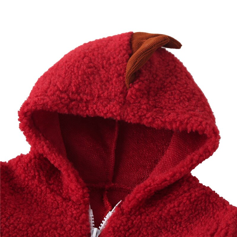 Babyspielanzug Dinosaurier Langarm Mit Kapuze Footies Winter Warme Outfits Mädchen Jungen Solide Ein Stück Baby Kleidung