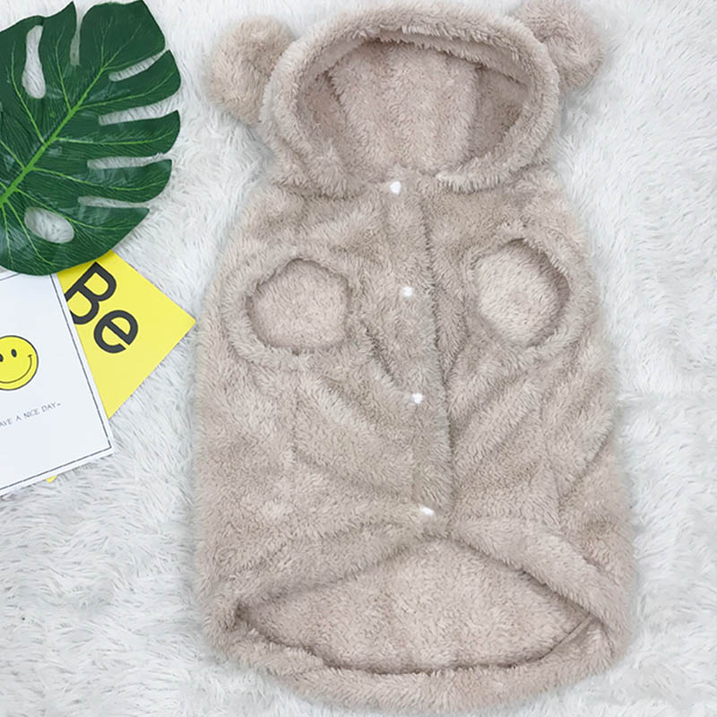 Fransk bulldog husdjurskläder vinter hund dräkt mjuk flanell valp kläder för hund kappa mops björn öra hund kläder husdjur produkter