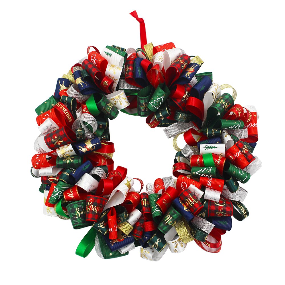 Kerst Lint 10 Yards Gedrukt Grosgrain Organza Satijnen Linten Metallic Glitter Stof Linten 20702
