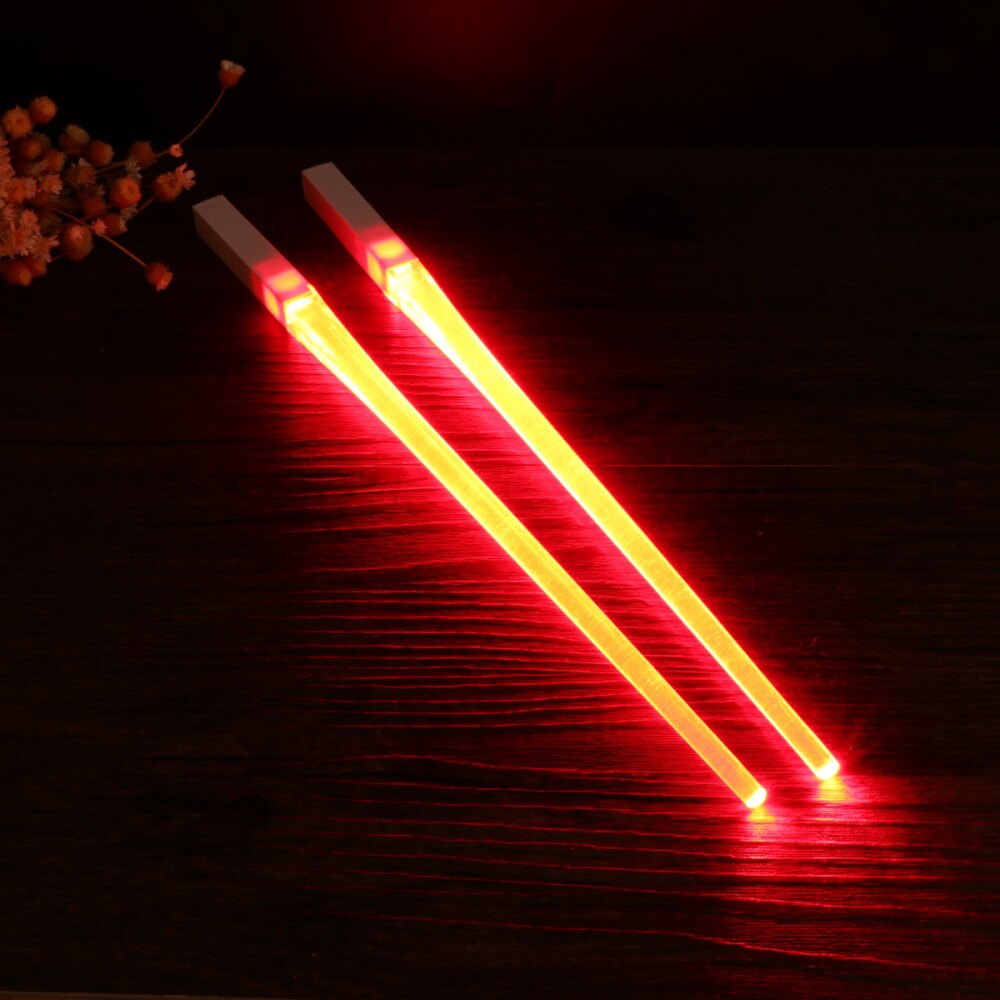 1 Pair of Light Up LED Lightsaber Chopsticks Durable Lightweight Portable BPA Free and Food Safe (Red)