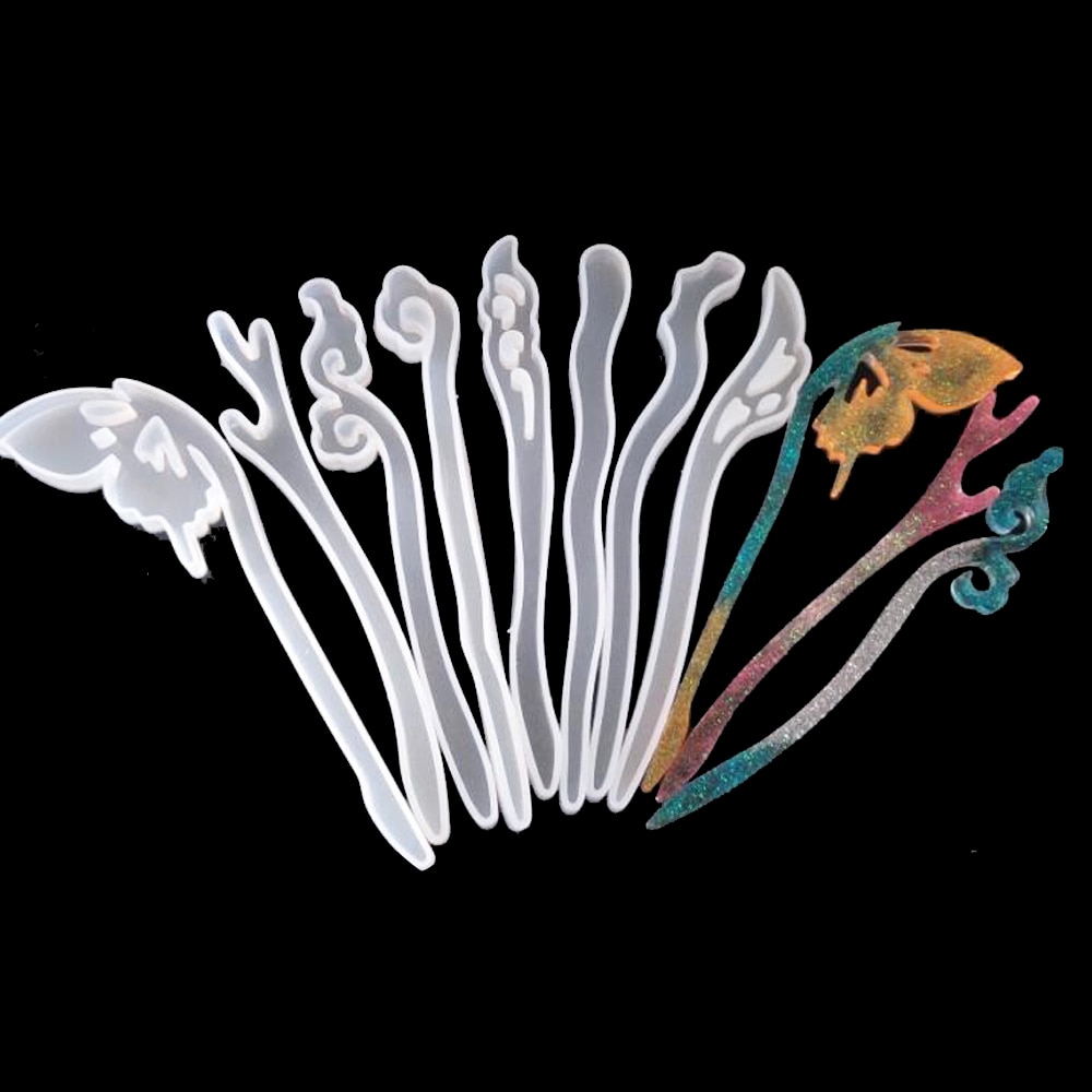 Haarspeld Siliconen Mal Haar Stick Resin Mould Uv Hoofdtooi Haar Pin Epoxy Hars Gieten Mallen Voor Sieraden Haar Clips Tool vinden
