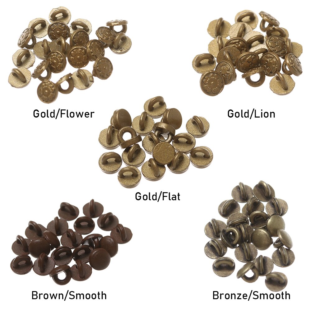 Mini Botón de 4mm para ropa de muñeca, hebilla de Metal impresa, decoración, hebillas para 20/40, accesorios de costura para ropa de muñeca, DIY, 1/6 Uds.