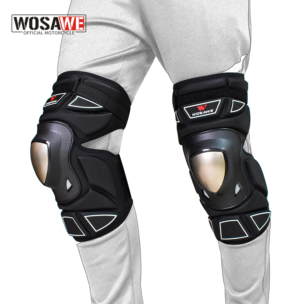 WOSAWE motorfiets kniebescherming roestvrij staal moto elleboog kniebeschermers motorcross race beschermende uitrusting beschermer bewakers kits