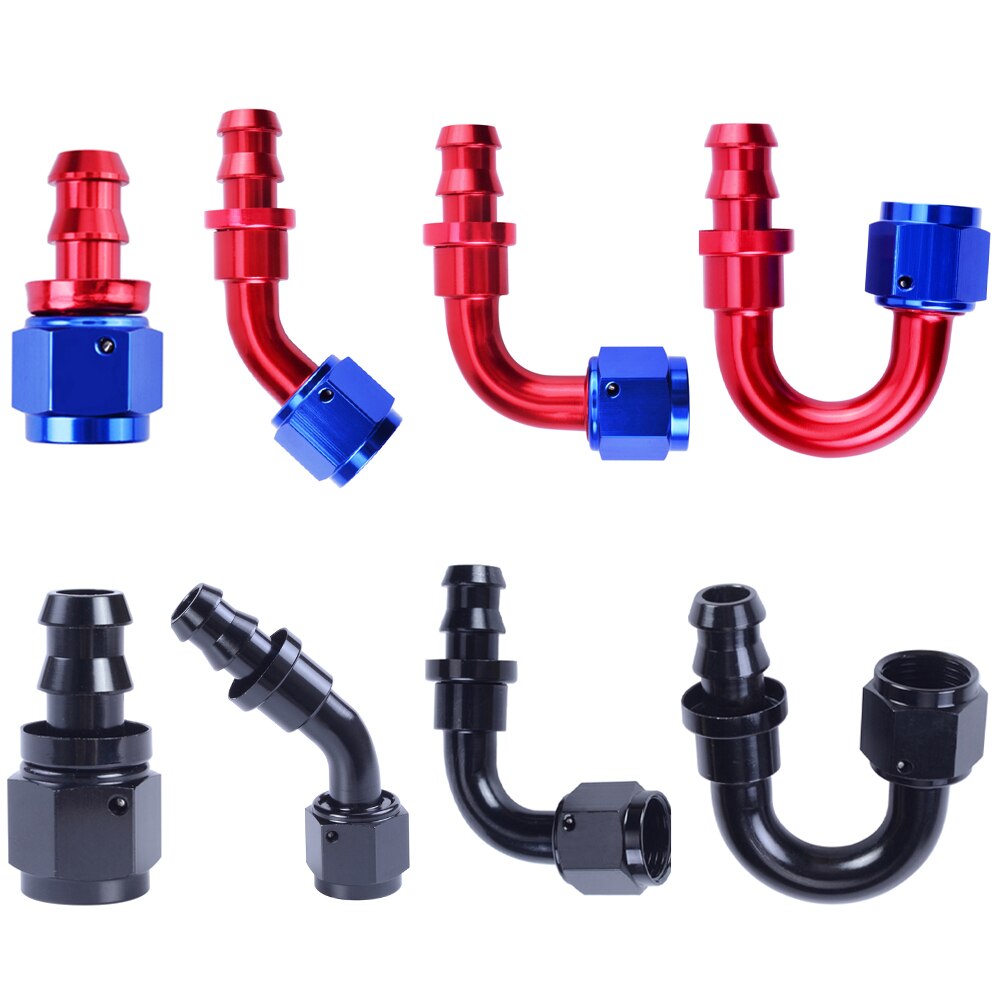 AN10 AN12 AN16 Degree Elbow/Aluminum Push Lock Hose Ends AN Fittings For Racing Car Oil Cooler Hose