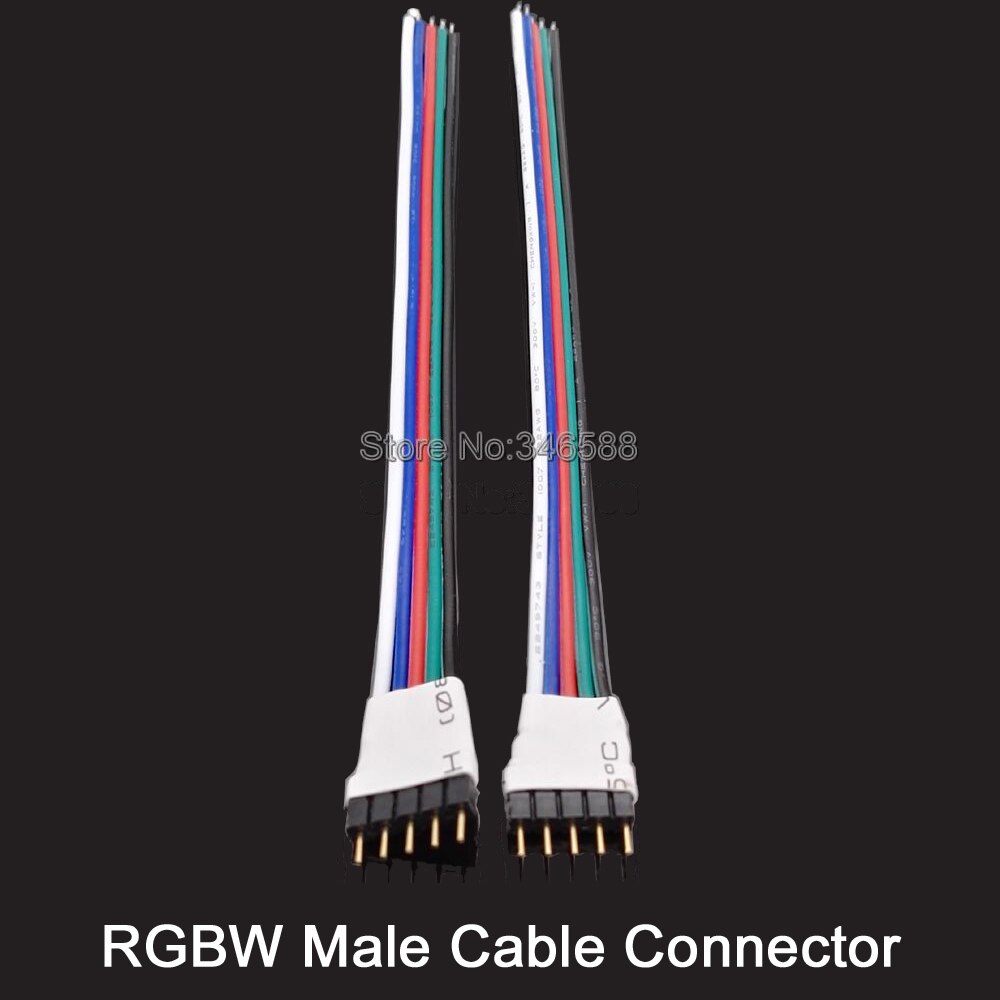 5 stk / mye 5- pin rgbw led strip connector mannlig eller female rgbw connector med 15cm kabeltråd for rgbw rgbw led strip