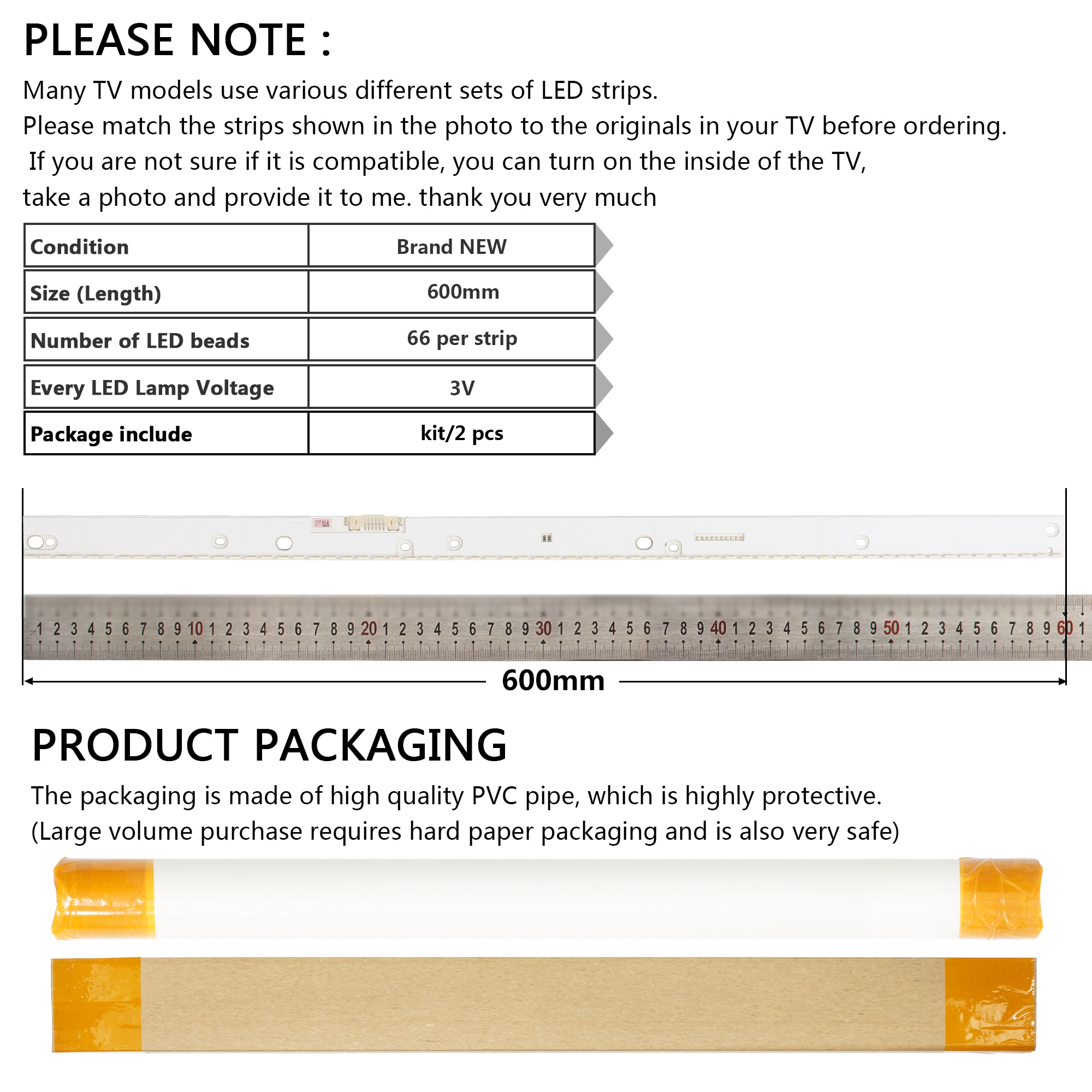 LED backlight Strip 66leds for Samsung 55'' TV BN96-39595A BN96-39596A BN96-39597A BN96-39598A UE55KU6400 UN55KU7000 UE55MU6500