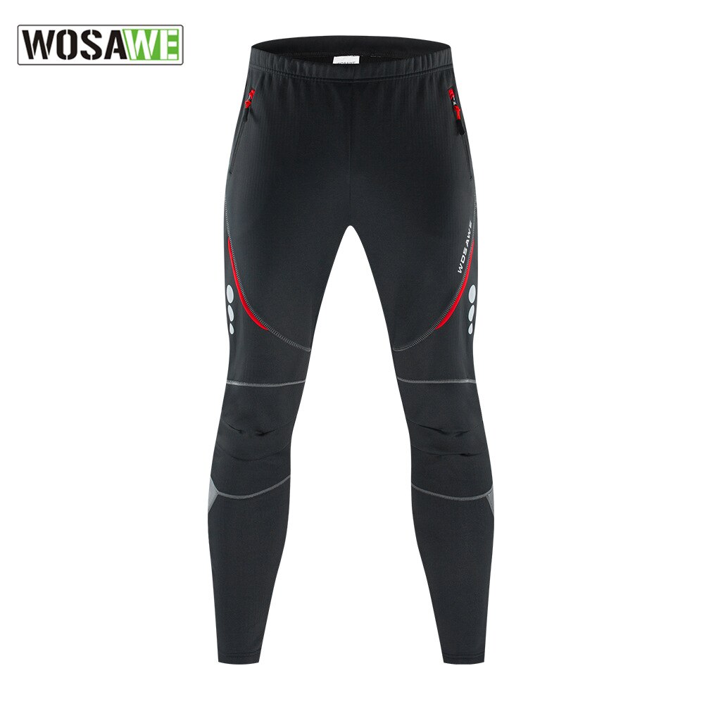Wosawe winter heren fietsbroek thermische fleece winddichte broek sportkleding fiets reflecterende tights motor lange broek