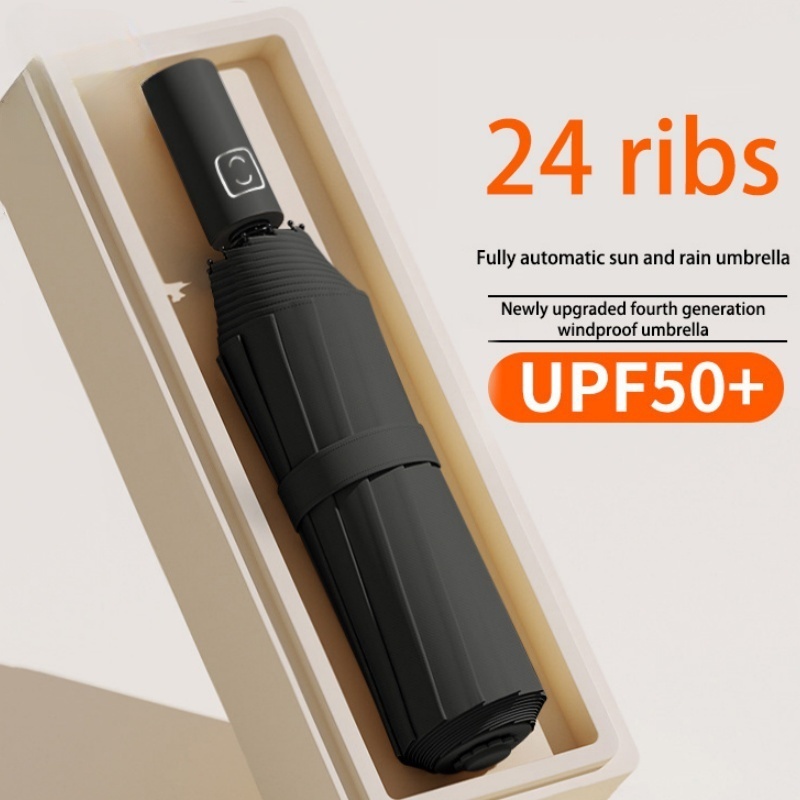 Fully Automatic Umbrella 24 Bone Reinforced Sunny And Rainy Dual-use 3-fold Umbrella Sun Protection Folding Sun Umbrella