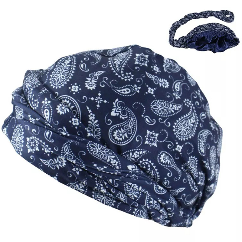 Men Women Paisley Print Headscarf Pirate Hat Outdoor Sport Cycling Bandana Sweat Absorbant Muslim Turban Bohe Style Head Wrap: Ivory