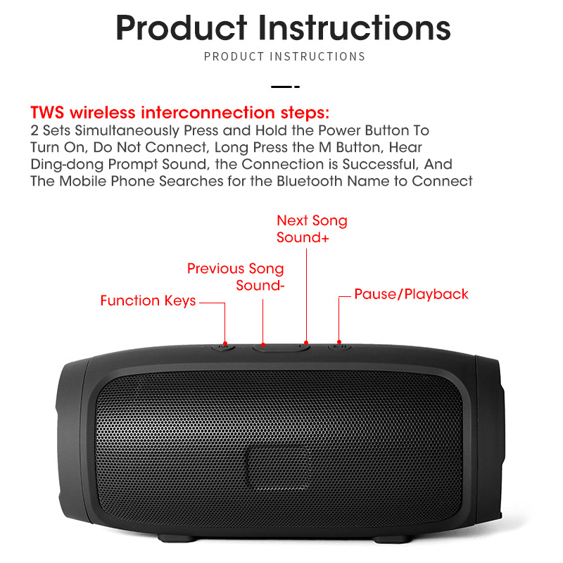 Tragbare Lautsprecher Drahtlose Bluetooth-kompatibel Subwoofer Ich bin Freien Wasserdichte Lautsprecher Stereo umgeben Unterstützung FM TF
