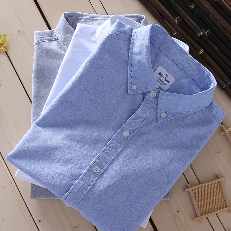 Schinteon Mannen Zomer Oxford Korte Mouwen Casual Slim Shirt 100% Katoenen Shirts Turn-Down Kraag
