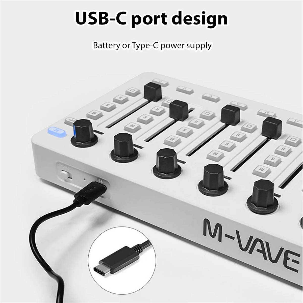 M-VAVE Smc-Mixer Draadloze Midi-Controller Mengpaneel Bt-Verbinding Batterij Type-C Voeding Usb Voor Windows/Mac/Ios/Android