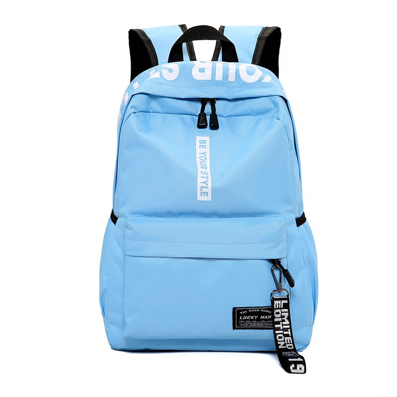 Sacs d'école tendance pour adolescentes et garçons, sac à dos en Nylon solide noir rose, grand cartable pour écoliers: Bleu