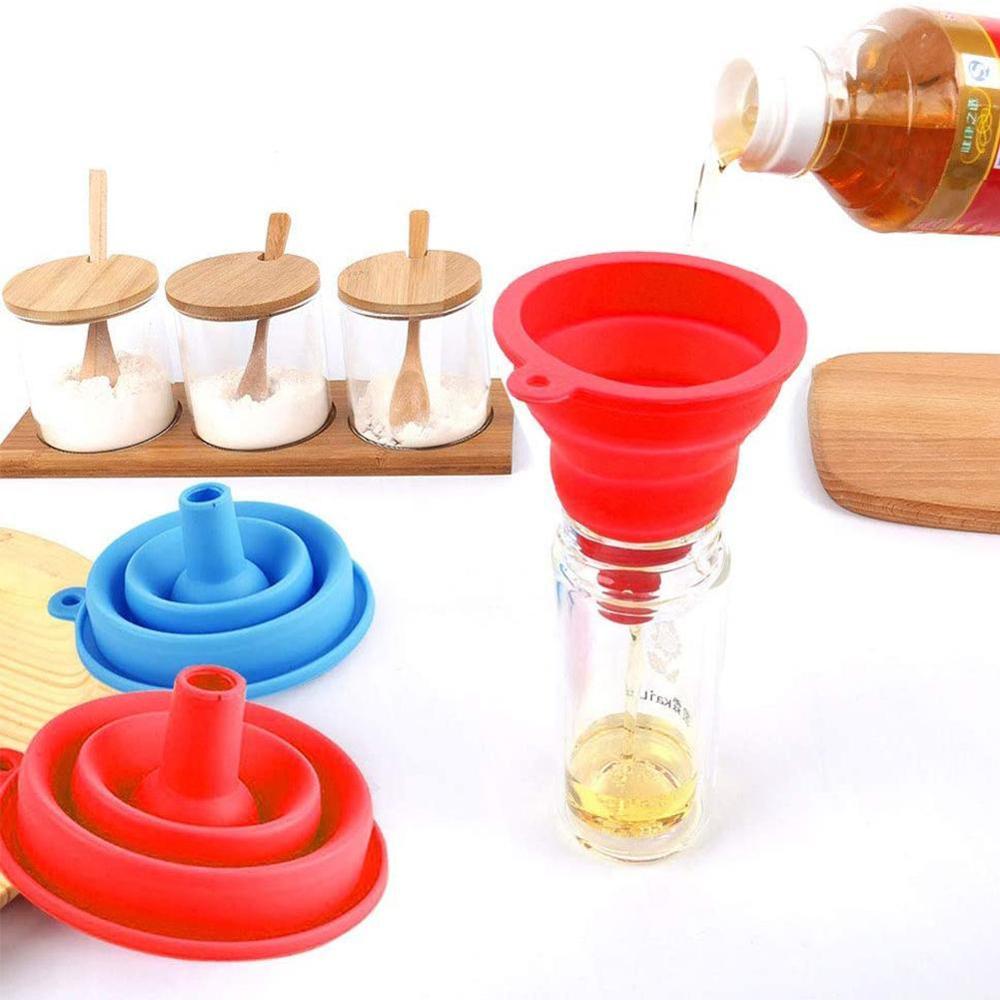 Herramienta de cocina DIY de alimentaria embudo plegable de silicona embudo mercancía reutilizable de silicona cocina plegable de uso diario I9Q2