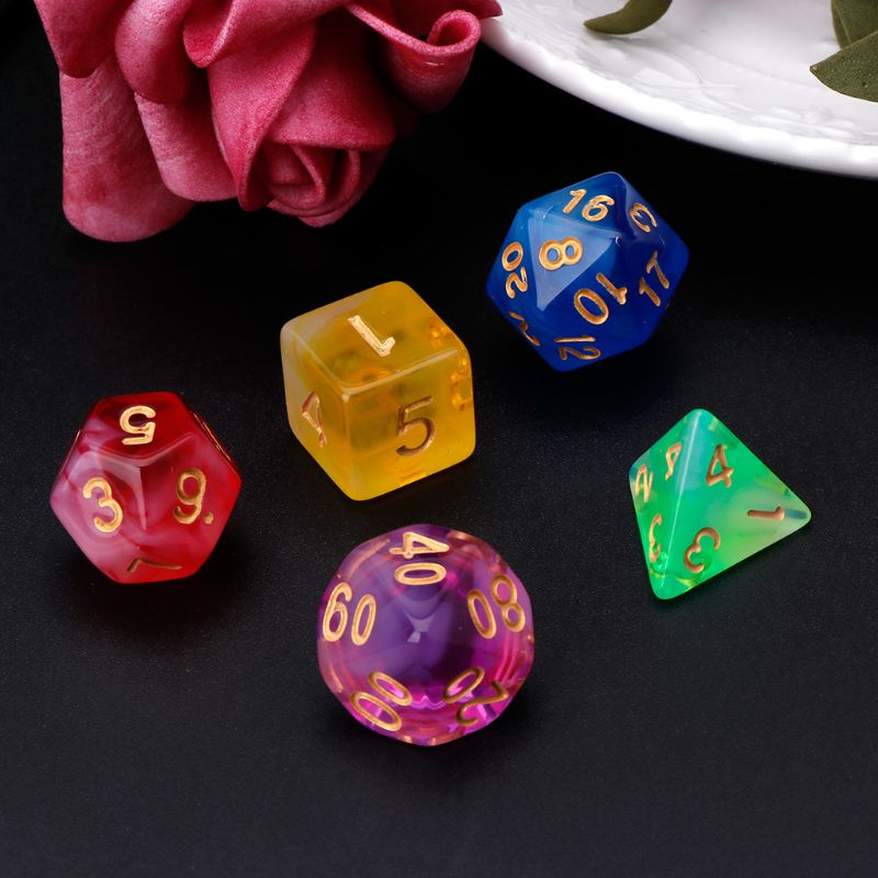 Nova 7 pçs/set Poliédrico Dados Lados D4 D6 D8 D10 D12 D20 Para Jogo De Mesa Acessórios de Entretenimento