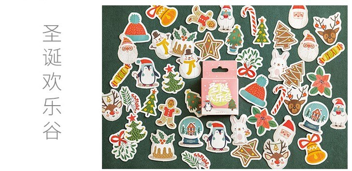 46 stk / parti kawaii papirvarer klistermærker god jul dagbog dekorative mobile klistermærker scrapbooking diy håndværk klistermærker: Shengdanhuanglegu