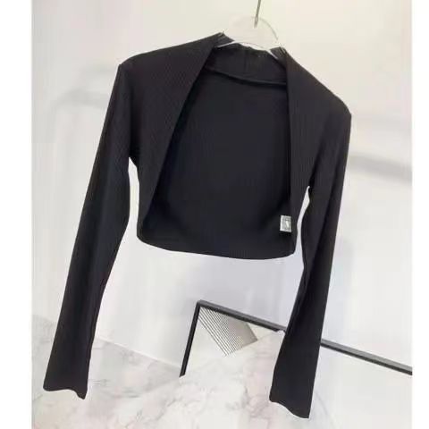 Ballet Tops Long Sleeve Dance Shawl Athletics Practise Training Wrap Coat Woman Shirt Black Adults Dance Costumes: S / Negro