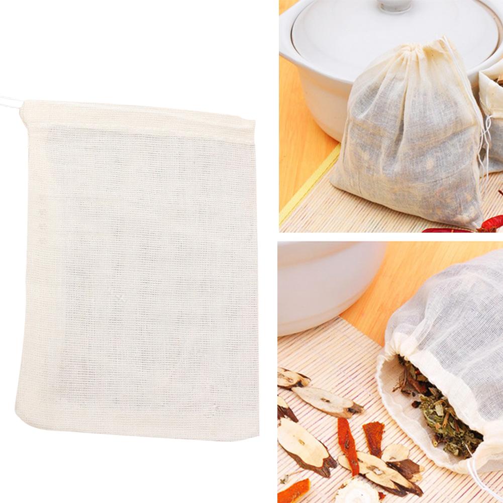 10x15cm Leere Duftenden Baumwolle Teebeutel Tee Gewürz Lagerung Kordel tasche Kraut Suppe Infuser Tasche Medizinischen Kraut Filter taschen