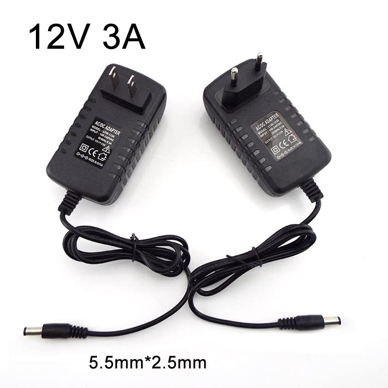 12V 3A 5.5Mm * 2.5Mm Ac Dc 100V-240V Lader Adapter Voeding converter Voor Cctv Camera Led Strip Lamp