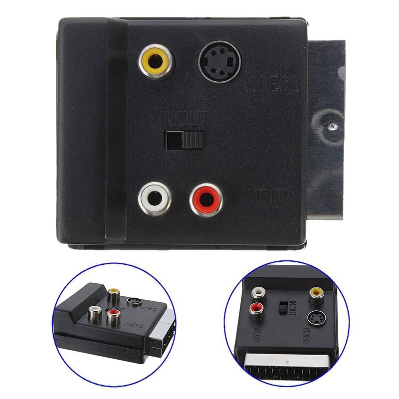 Switchable SCART Adapter Plug to Socket SCART Male to SCART Female With S-Video