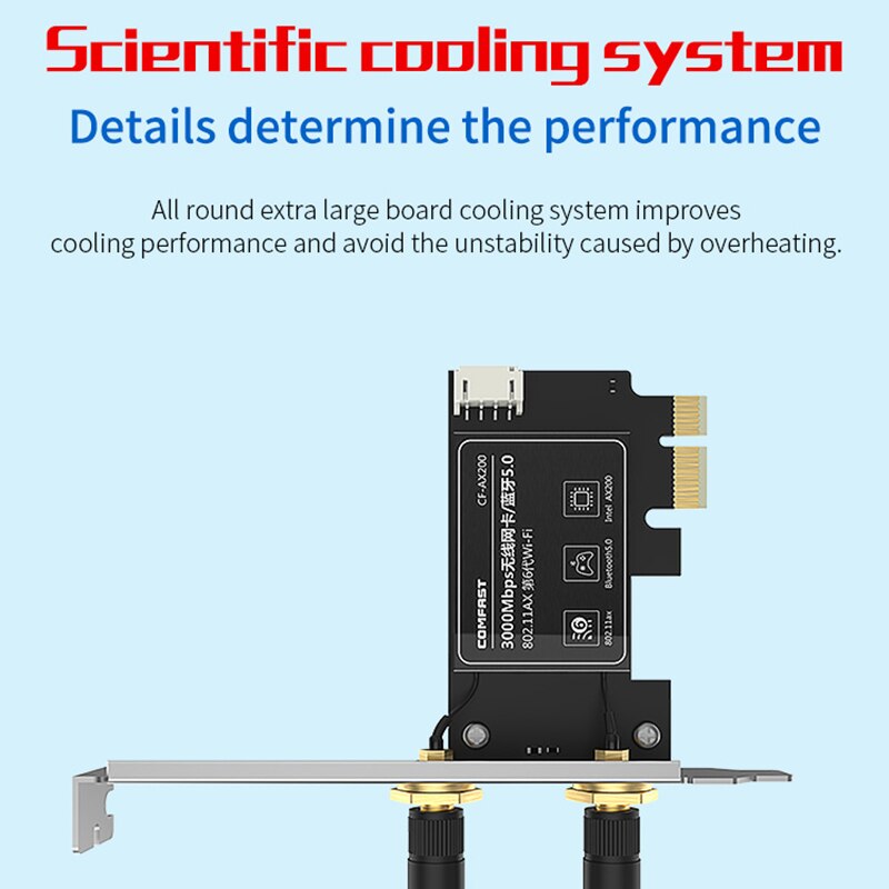 AX200 Wireless Network Card, Dual-Band Bluetooth 2974Mbps PCI Desktop Game Wifi6 Wireless Network Card
