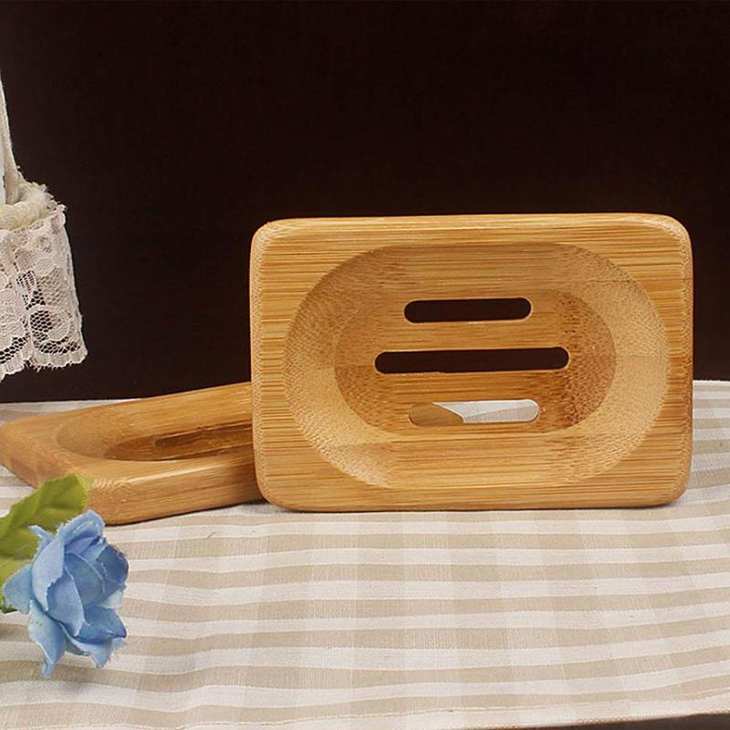 Natural Wooden Bamboo Soap Dish Wooden Soap Tray Holder Storage Soap Rack Plate Box Container for Bath Shower Plate Bathroom