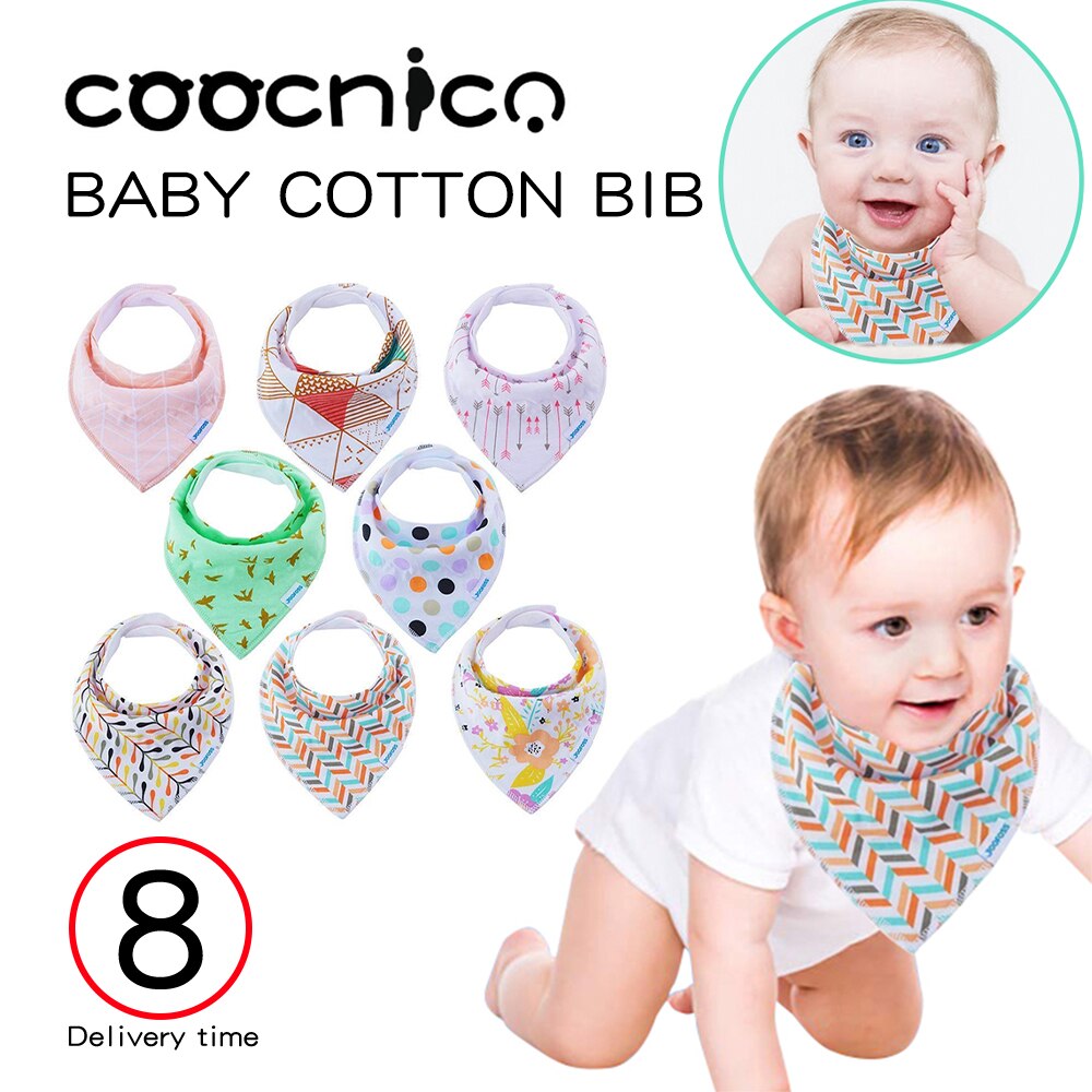 8 stuks/set baby kwijl slabbetjes meisjes driehoek dubbele lagen katoen zacht natuurlijk katoen baby kwijl slabbetje voor kwijlen super absorberend