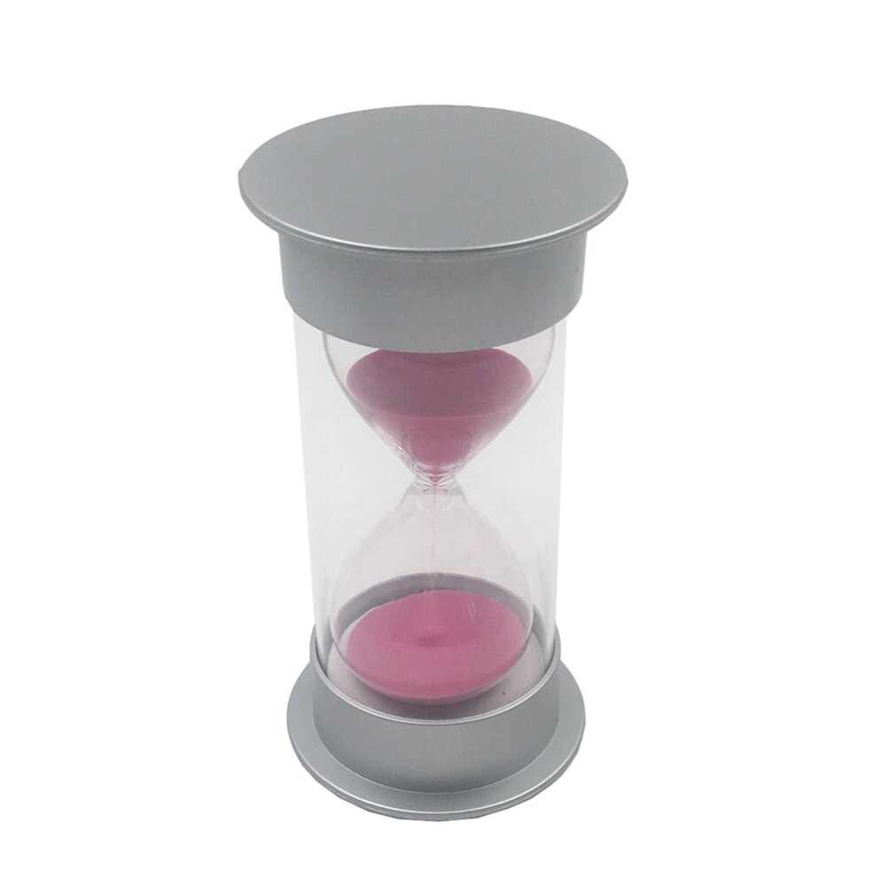 Simple Cylinder Sand Hourglass 30 Minutes Sand Timer Sandglass Hourglass (Silver and Blue): Pink