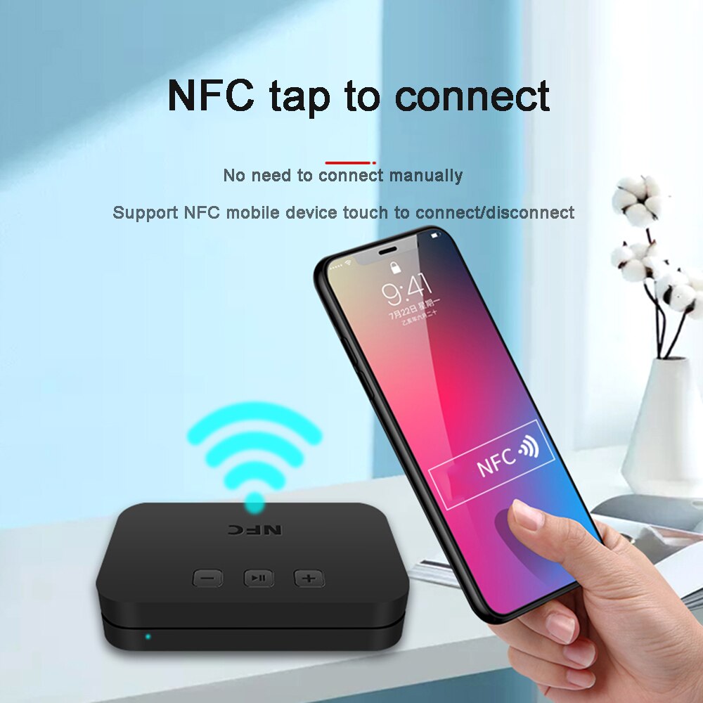 Bluetooth-Compatibel Rca Audio Ontvanger 3.5Mm Aux Jack Muziek Draadloze Adapter Dongle Hifi Stereo Met Mic Nfc Voor auto Tv Luidspreker