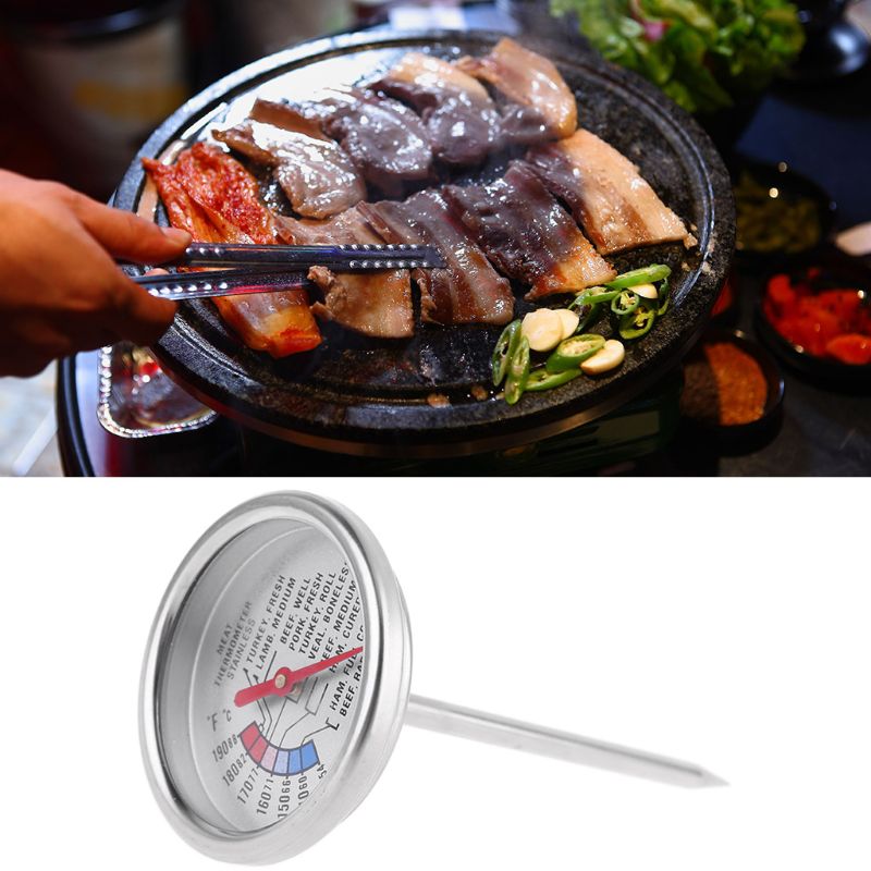 Roestvrij Voedsel Analoge Vlees Thermometer Keuken Koken Oven Bbq Rundvlees Varkensvlees Turkije Steak Temperatuur Probe C/F