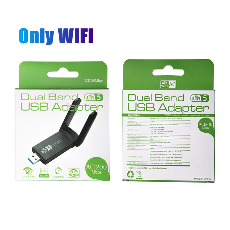 Adattatore WiFi USB wireless 1300Mbps Dual Band 2.4G 5Ghz USB 3.0 Adattatore USB WIFI 802.11ac con antenna BT4.2 per laptop desktop: Black