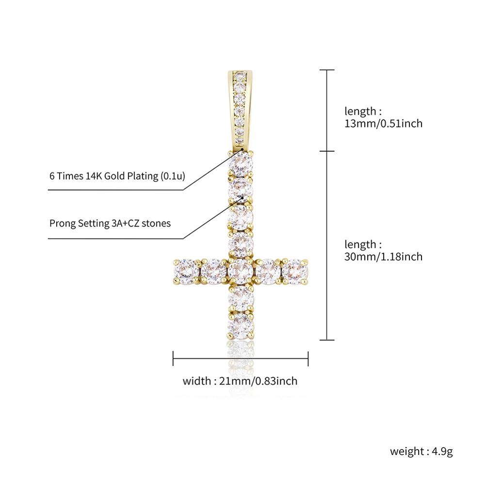 TOPGRILLZ Neue Auf Den Kopf KREUZ Anhänger Iced Out Zirkonia männer Halskette Hip Hop Schmuck Für