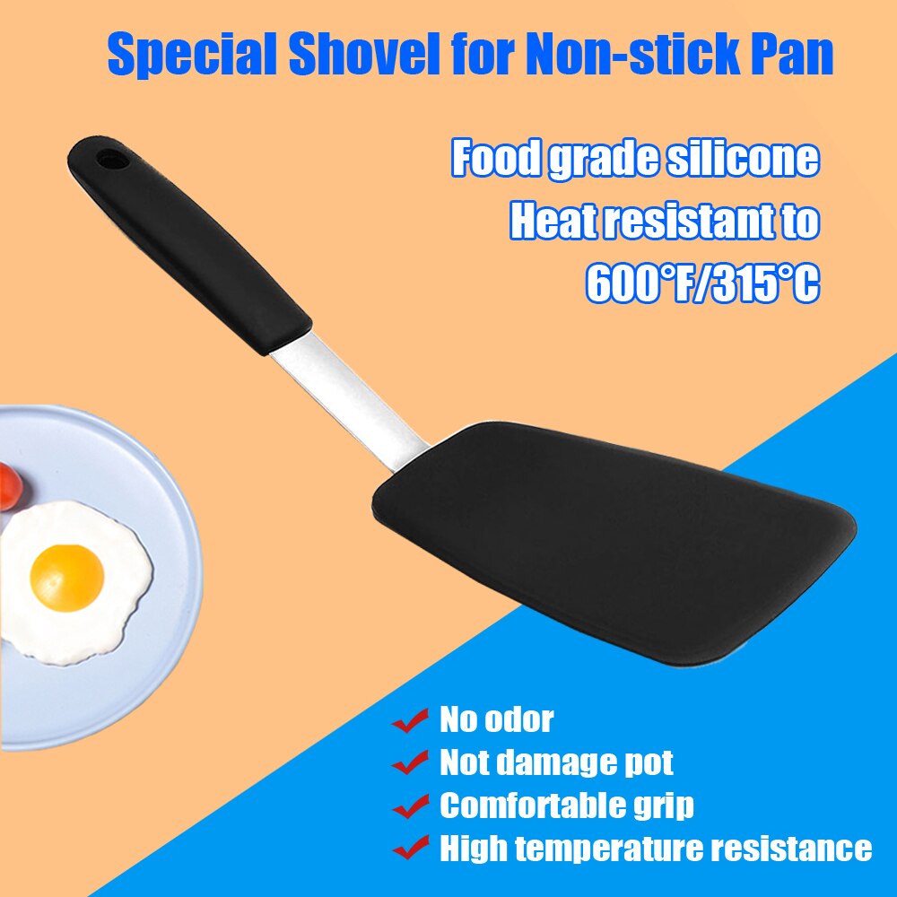 1 stk premium fleksibel siliconestanderspatel - den bedste æg-, pandekage- og flipper-siliciumspatel
