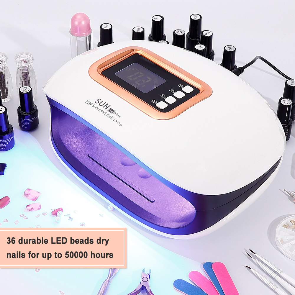 SUN H4 Plus Max 72W Lampe LED Sèche-Ongles Lampe UV 36 LED Gel Vernis à Durcissement Rapide Lampe de Séchage des Ongles pour Manucure Professionnelle Ongles Machine Équipement Outils Ensemble pour Salon