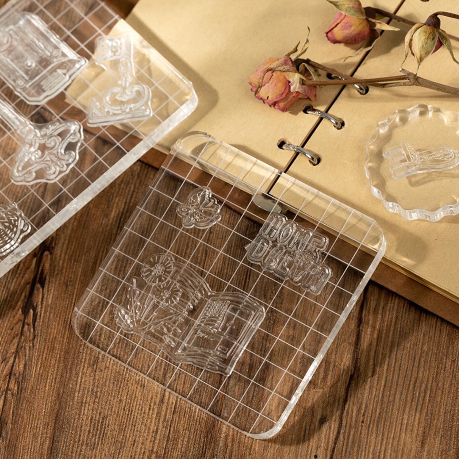 Crystal Acrylic Stamp Block Grid Transparent Seal Accessories clear stamps DIY Scrapbooking Photo Album Decorative Template