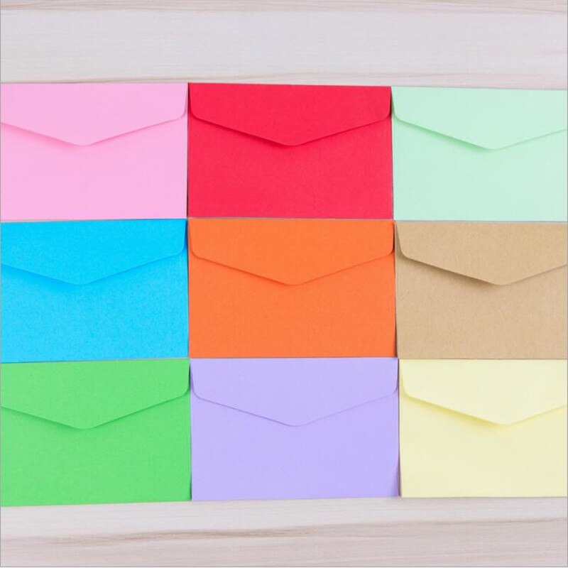 100Pcs/lot Candy Kraft Paper Colorful Blank Envelopes Greeting Cards Mini Envelopes Envelope 14 selectionschrismas
