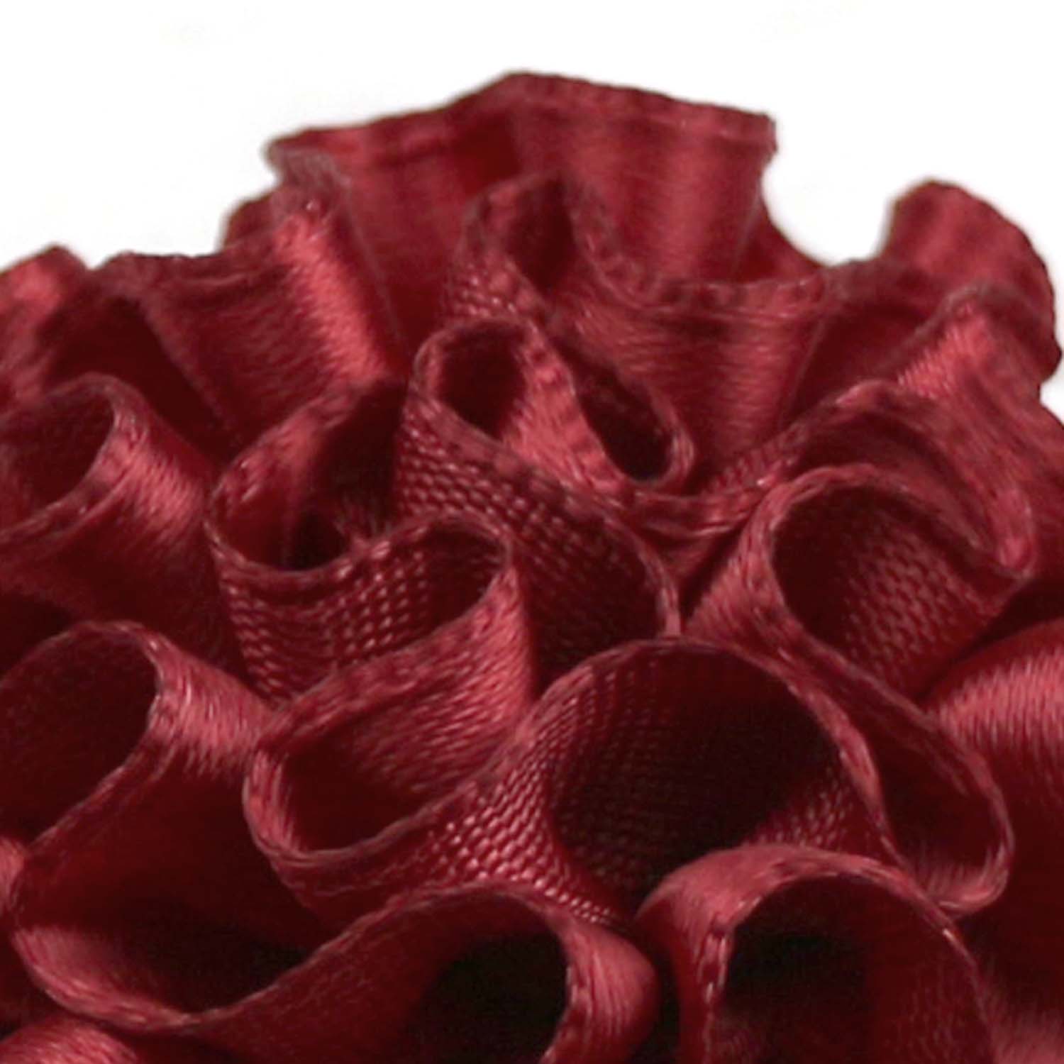 12PCS Burgundy DIY Flower Headbands Decorative Wedding Flowers Handmade Ribbon Flowers Women Satin Fabric Flower Appliques