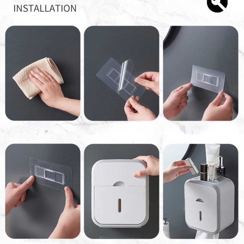 Aufbewahrungsbox für Toilettenpapier, wasserdicht, hohe Kapazität, staubdicht, stanzfrei, zur Wandmontage, Rollenpapier, Badezimmer, Heimbedarf