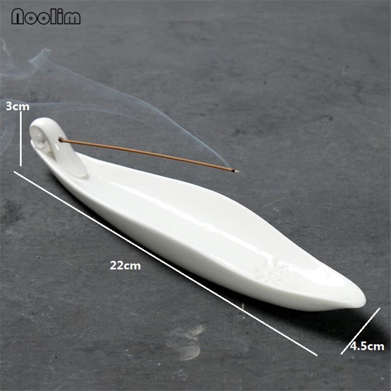 White Porcelain Boat Incense Stick Burner Home Teahouse Office Decor Aromatherapy Ceramic Incense Stick Holder Censer