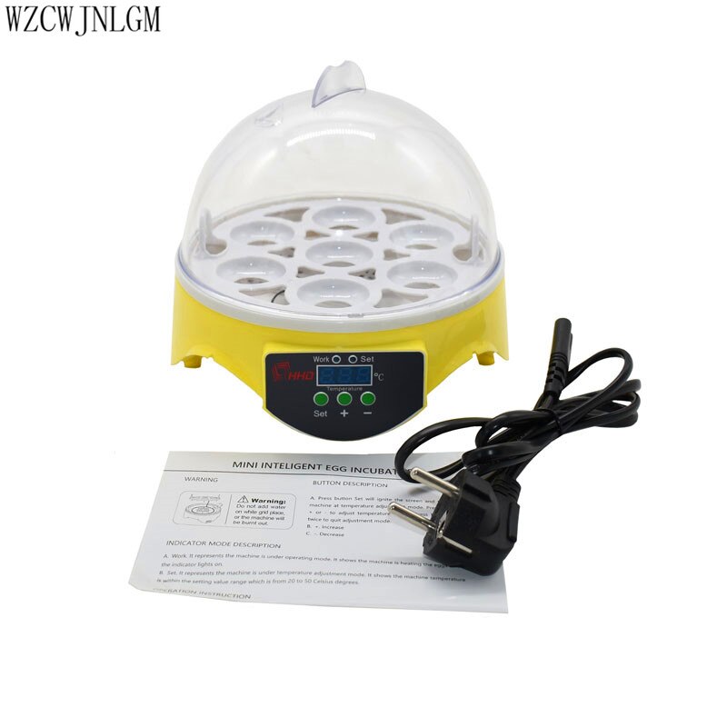 Mini 7 æg fjerkræ automatisk digital temperatur rugemaskine elektronisk display temperatur kontrol ruge udstyr 1 sæt