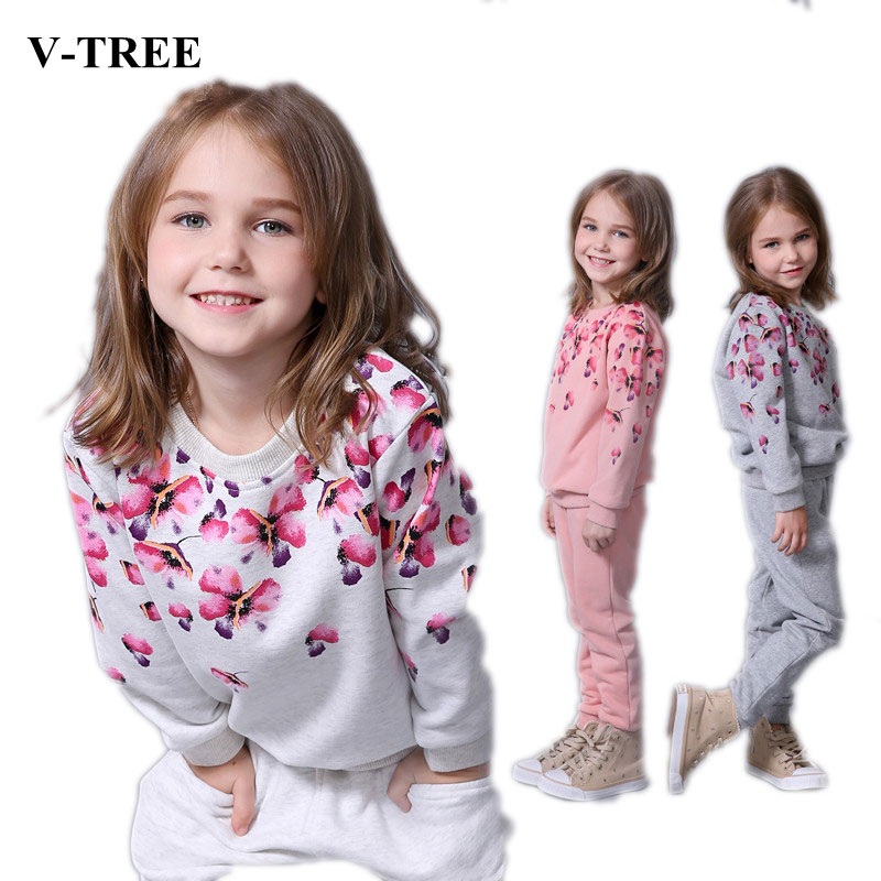 Girls Clothing Sets Spring Autumn Girl Sport Suits Floral Kids Suit Casual Tracksuit For Kids Children Clothing 2-8T