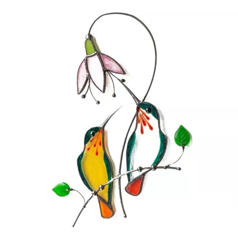 Vitrail en forme de colibri, belle fleur, ornements d&#39;extérieur, jardin Pastoral: GN
